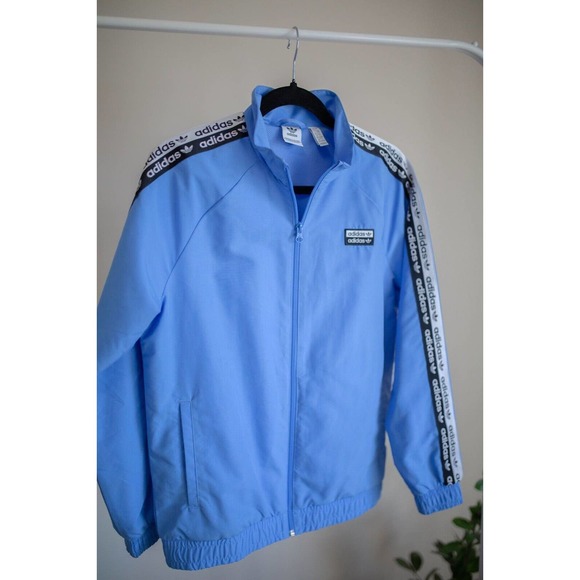 Adidas R.Y.V Taped Sleeves Track Jacket Blue SZ Large Youth - Picture 3 of 10